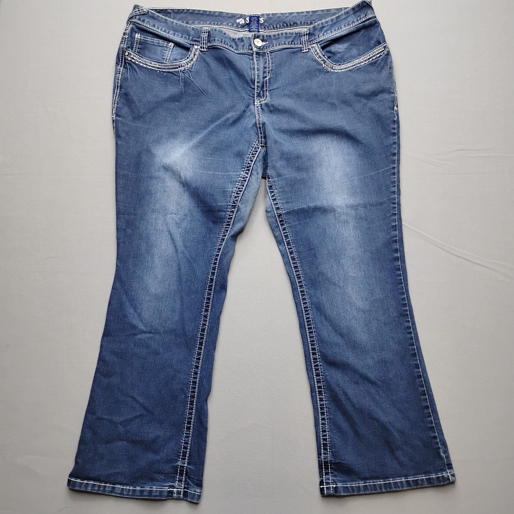 Amethyst Short & Sexy Women Plus Size 24 Bootcut Jeans Medium Wash Blue Denim